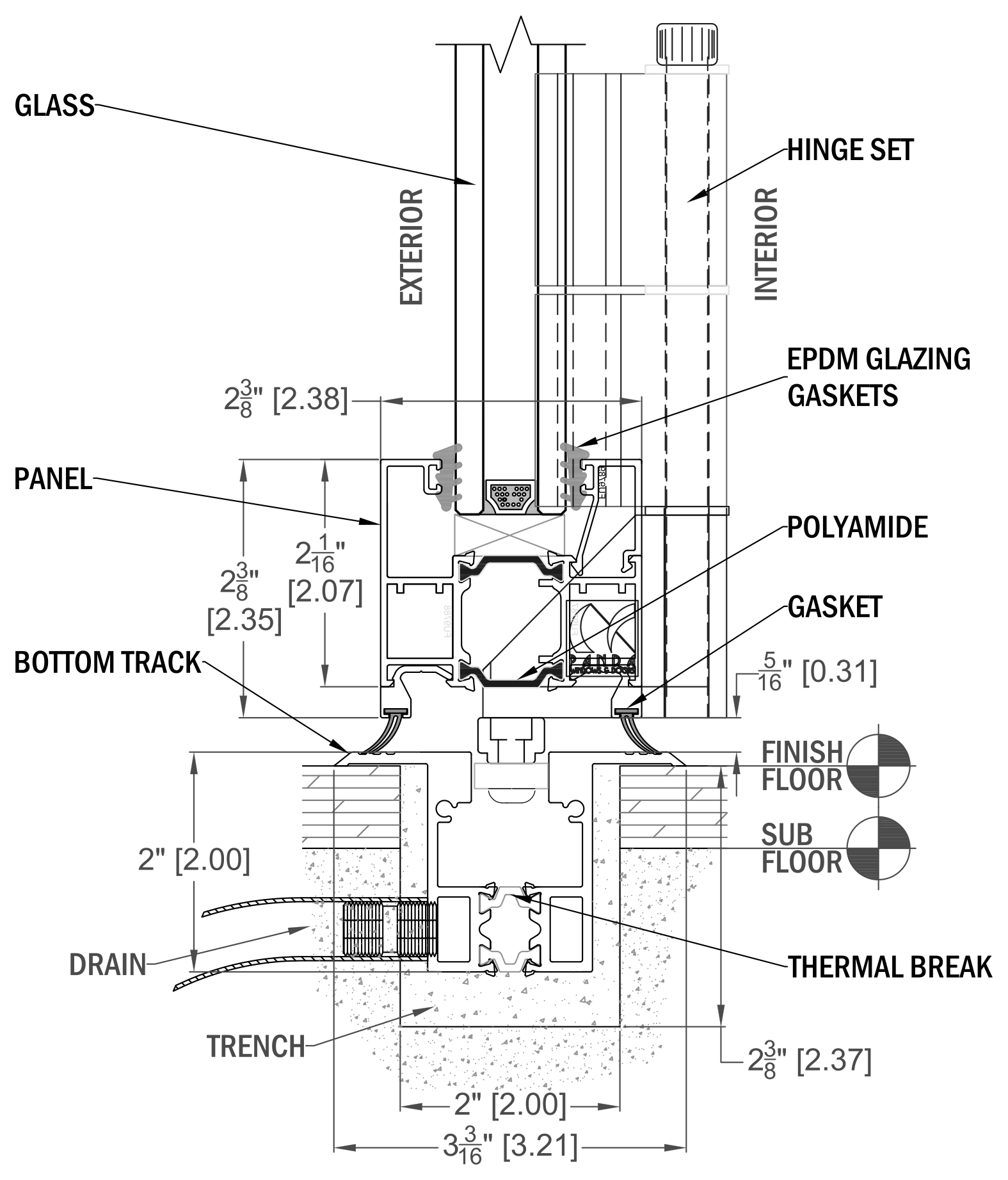 FTS.60 recessed drainage-track section